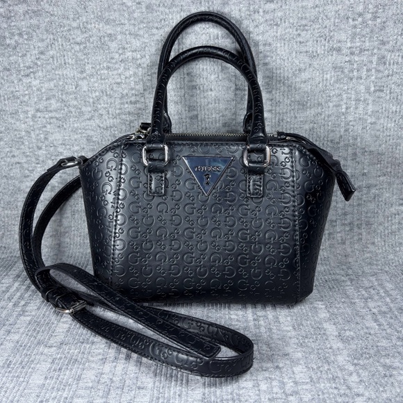 Guess Kamri Mini Satchel Handbag Crossbody Purse Black Y2K PU Leather - Picture 1 of 8
